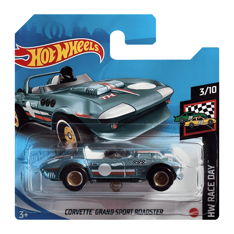 Машинка Базовая Hot Wheels Corvette Grand Sport Roadster Super Treasure Hunt STH Race Day 1:64 GTC99 Teal - Retromagaz