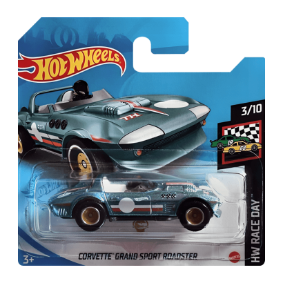 Машинка Базовая Hot Wheels Corvette Grand Sport Roadster Super Treasure Hunt STH Race Day 1:64 GTC99 Teal - Retromagaz