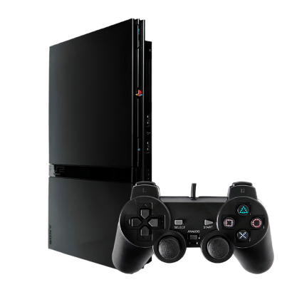 Набор Консоль Sony PlayStation 2 Slim SCPH-7xxx Free MC Boot Black Б/У  + Геймпад Проводной RMC Новый - Retromagaz