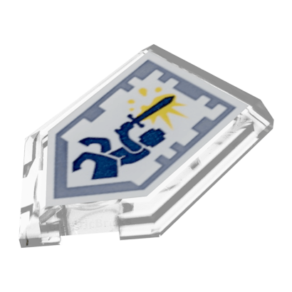 Плитка Lego Pentagonal with Nexo Power Shield Pattern Centaur Charge Модифікована Декоративна 2 x 3 22385pb153 6190305 6245487 Trans Clear 4шт Б/У - Retromagaz