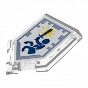 Плитка Lego Pentagonal with Nexo Power Shield Pattern Centaur Charge Модифицированная Декоративная 2 x 3 22385pb153 6190305 6245487 Trans Clear 4шт Б/У