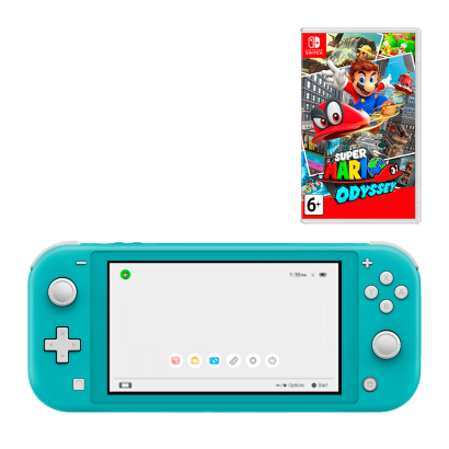 Набор Консоль Nintendo Switch Lite 32GB Turquoise Новый  + Игра Super Mario Odyssey Русские Субтитры - Retromagaz