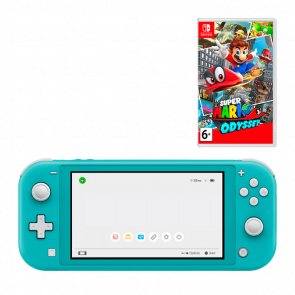 Набор Консоль Nintendo Switch Lite 32GB Turquoise Новый  + Игра Super Mario Odyssey Русские Субтитры