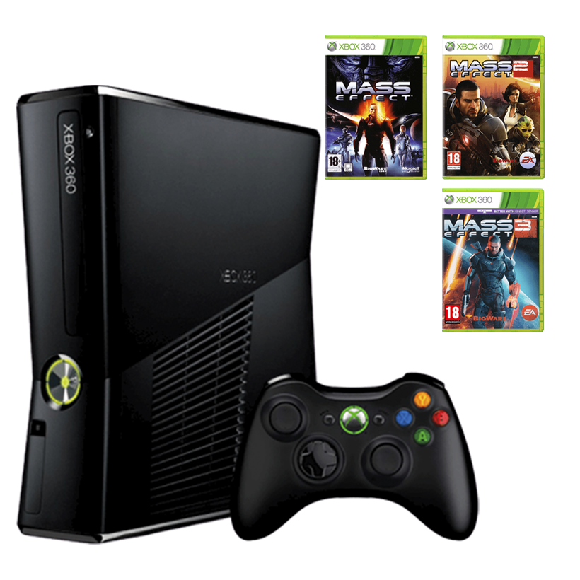 Набір Консоль Microsoft Xbox 360 S Freeboot 250GB Black + 5 Вбудованих Ігор Б/У + Гра Mass Effect Англійська Версія + Гра Mass Effect 3 Російські Субтитри + Гра Mass Effect 2 Англійська Версія - Retromagaz
