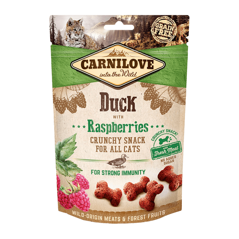Лакомства для Кошек Carnilove Crunchy Snack Duck with Raspberries 50g - Retromagaz
