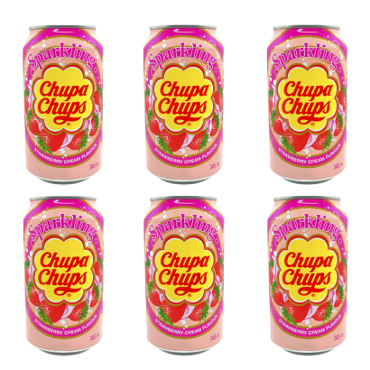 Набор Напиток Chupa Chups Strawberry & Cream Flavour 345ml 6шт - Retromagaz