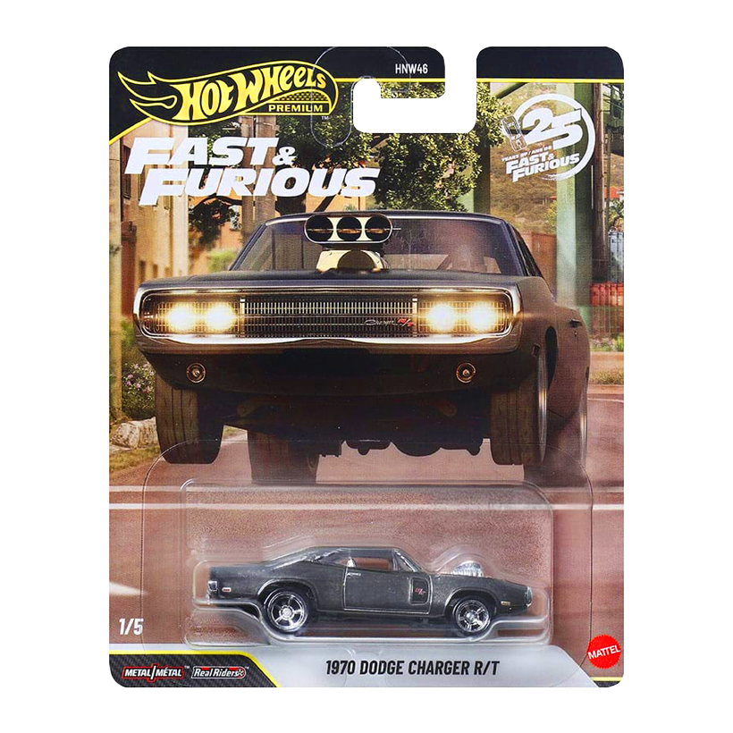 Машинка Premium Hot Wheels 1970 Dodge Charger R/T Chase Fast & Furious 1:64 JHW74 Black - Retromagaz