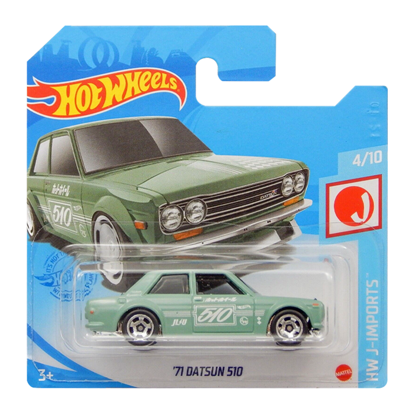 Машинка Базова Hot Wheels '71 Datsun 510 J-Imports 1:64 GTB02 Green - Retromagaz