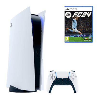Набір Консоль Sony PlayStation 5 Blu-ray 825GB White Новий  + Гра EA Sports FC 24 Російська Озвучка - Retromagaz