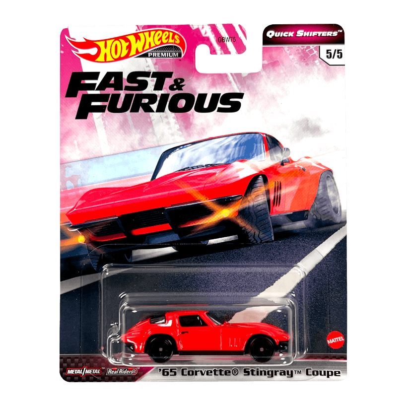 Машинка Premium Hot Wheels '65 Corvette Stingray Coupe Fast & Furious 1:64 GJR78 Red - Retromagaz