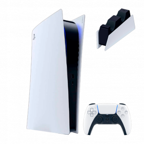 Набор Консоль Sony PlayStation 5 Digital Edition 825GB White Б/У  + Геймпад Беспроводной DualSense + Зарядное Устройство Проводной для DualSense - Retromagaz