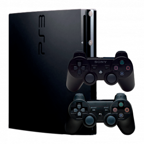 Набор Консоль Sony PlayStation 3 Slim 320GB Black Б/У Хороший  + Геймпад Беспроводной DualShock 3 - Retromagaz