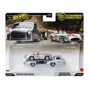 Машинка Premium 2шт Hot Wheels Mercedes-Benz 300 SLR та Mercedes-Benz Renntransporter Team Transport 1:64 JHX90 Silver - Retromagaz