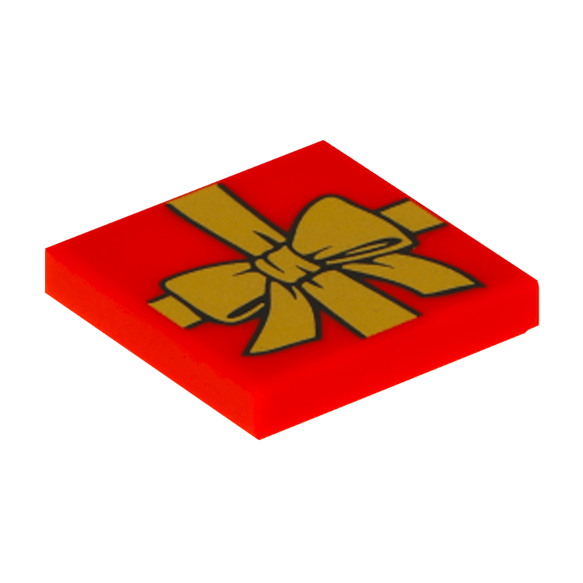 Плитка Lego Декоративна Groove with Present Gift with Gold Bow Pattern 2 x 2 3068bpb0786 6040613 Red Б/У - Retromagaz