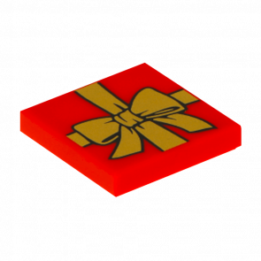 Плитка Lego Groove with Present Gift with Gold Bow Pattern Декоративна 2 x 2 3068bpb0786 6040613 Red Б/У - Retromagaz