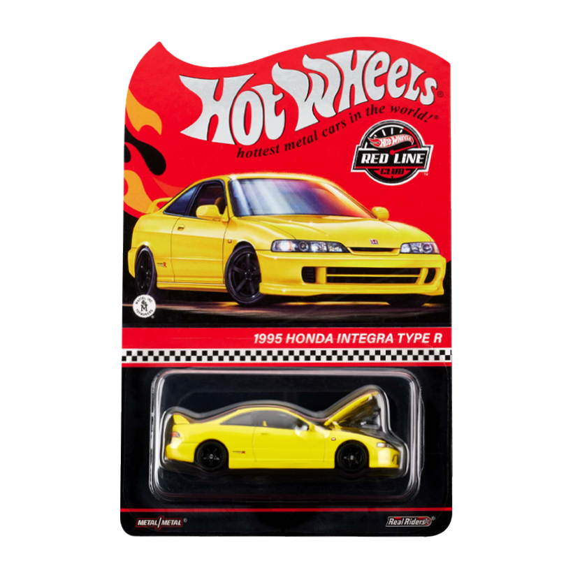 Машинка Premium Hot Wheels 1995 Honda Integra Type R Red Line Club RLC 1:64 HWF15 Yellow - Retromagaz