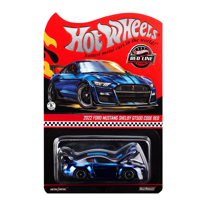 Машинка Premium Hot Wheels 2022 Ford Mustang Shelby GT500 Code Red Red Line Club RLC 1:64 JJY59 Blue - Retromagaz