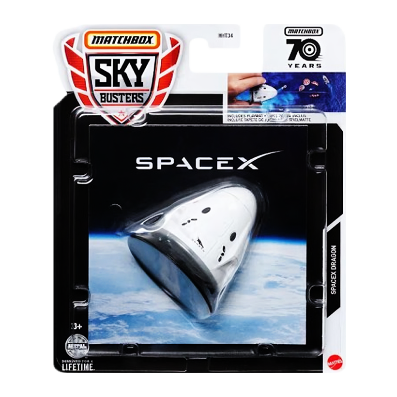 Тематична Машинка Matchbox SpaceX SpaceX Dragon Sky Busters 1:64 HVM42 White - Retromagaz