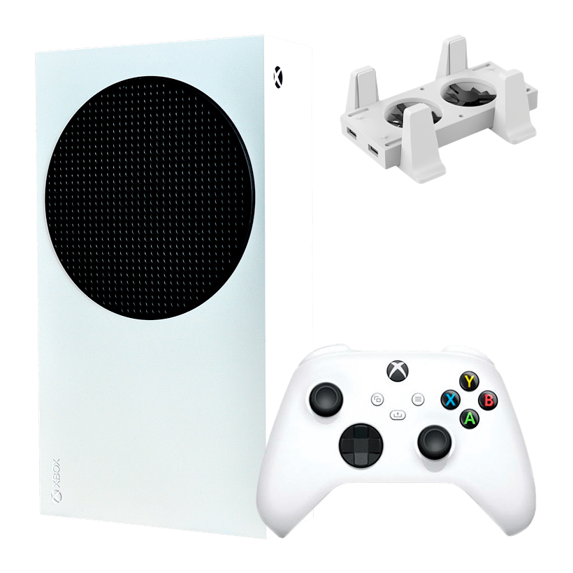 Набір Консоль Microsoft Xbox Series S 512GB White Б/У  + Геймпад Бездротовий Robot + Додаткове охолодження Дротовий Dobe S TYX-0658 Новий - Retromagaz