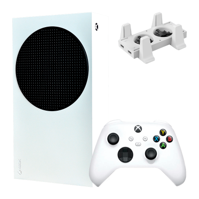 Набір Консоль Microsoft Xbox Series S 512GB White Б/У  + Геймпад Бездротовий Robot + Додаткове охолодження Дротовий Dobe TYX-0658 Новий - Retromagaz