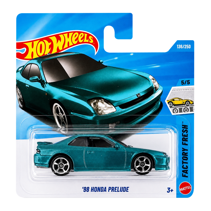 Машинка Базовая Hot Wheels '98 Honda Prelude Factory Fresh 1:64 JJL15 Blue - Retromagaz