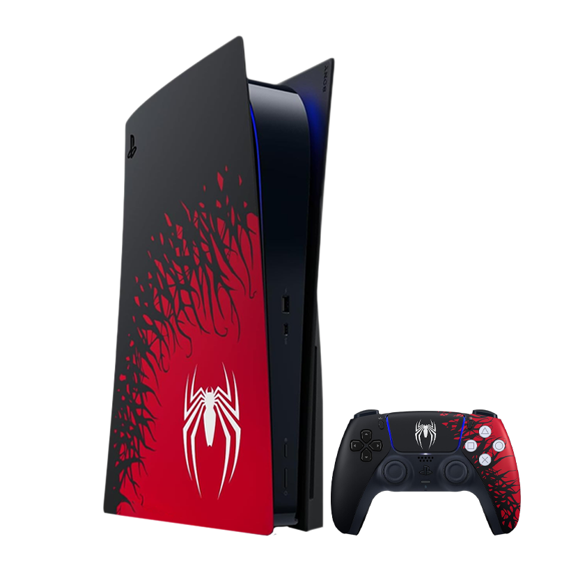 Набір Консоль Sony PlayStation 5 Blu-ray Spider-Man 2 Limited Edition 825GB Red Black Б/У  + Геймпад Бездротовий DualSense Spider-Man 2 Black Red - Retromagaz