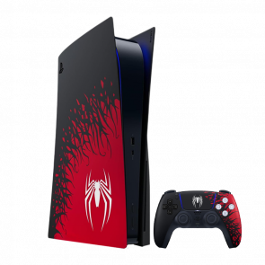 Набор Консоль Sony PlayStation 5 Blu-ray Spider-Man 2 Limited Edition 825GB Red Black Б/У  + Геймпад Беспроводной DualSense Spider-Man 2 Black Red - Retromagaz