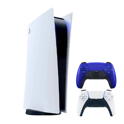 Набір Консоль Sony PlayStation 5 Digital Edition 825GB White Новий  + Геймпад Бездротовий DualSense Cobalt Blue - Retromagaz