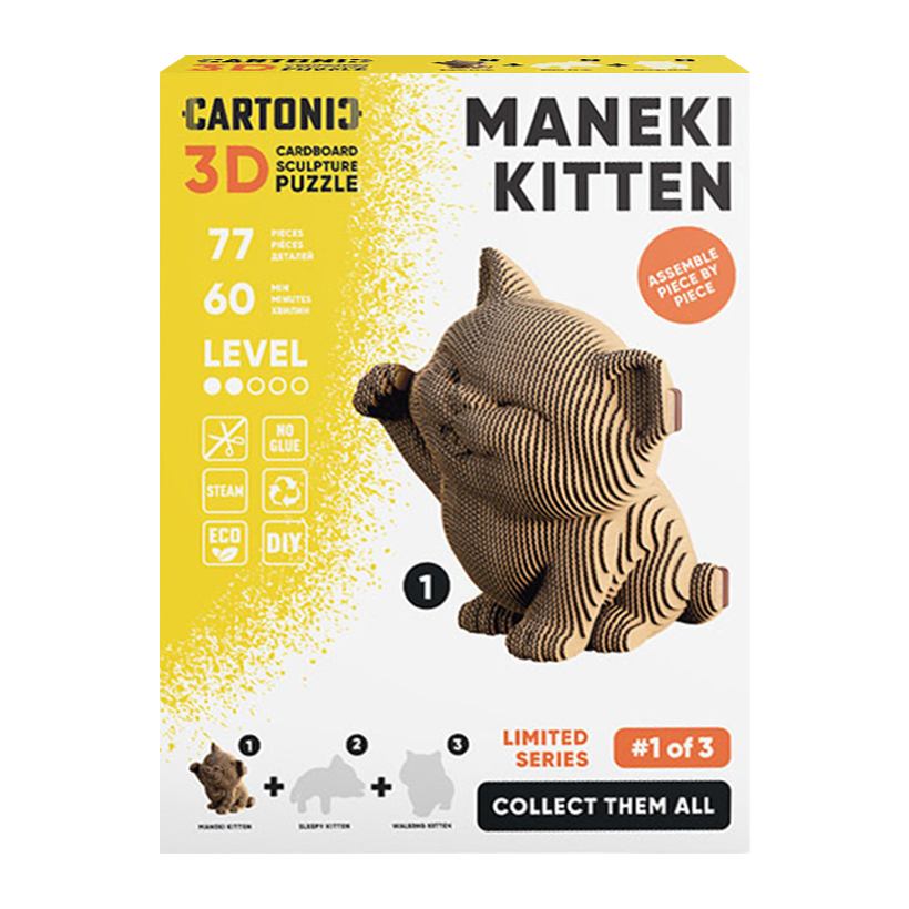 Пазлы Картонный конструктор Cartonic 3D Puzzle MANEKI KITTEN - Retromagaz