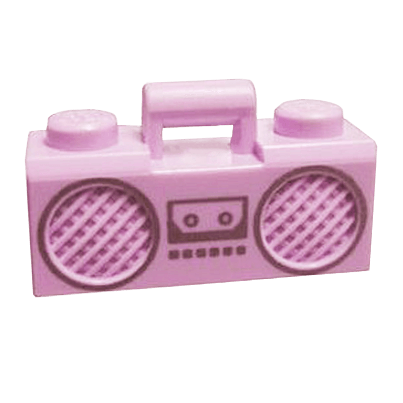 Искусство Lego Radio Boom Box with Bar Handle with Silver Cassette Player 93221pb02 4668419 Lavender Б/У - Retromagaz
