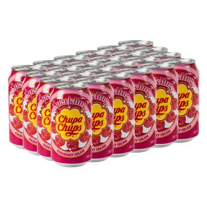 Набор Напиток 24шт Chupa Chups Raspberry & Cream Flavour 345ml - Retromagaz