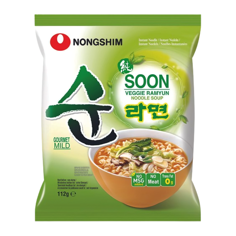 Лапша Nongshim Soon Рамьон-суп Овощной Вегетарианский Средне Острая 112g - Retromagaz