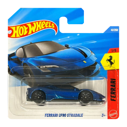Машинка Базова Hot Wheels Ferrari SF90 Stradale Ferrari 1:64 JJJ12 Blue - Retromagaz