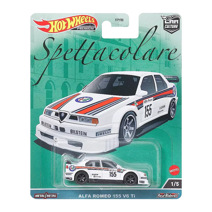 Машинка Premium Hot Wheels Alfa Romeo 155 V6 TI Spettacolare 1:64 FPY86/HKC48 White - Retromagaz