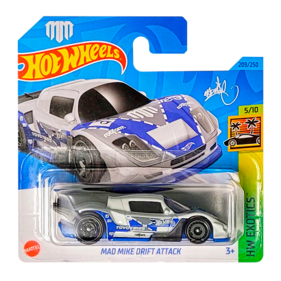 Машинка Базовая Hot Wheels Mad Mike Drift Attack Exotics 1:64 HKG58 White - Retromagaz