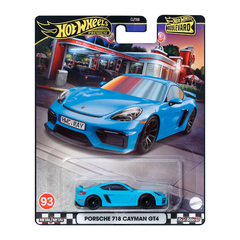 Машинка Premium Hot Wheels Porsche Porsche 718 Cayman GT4 Boulevard 1:64 HRT71 Blue - Retromagaz