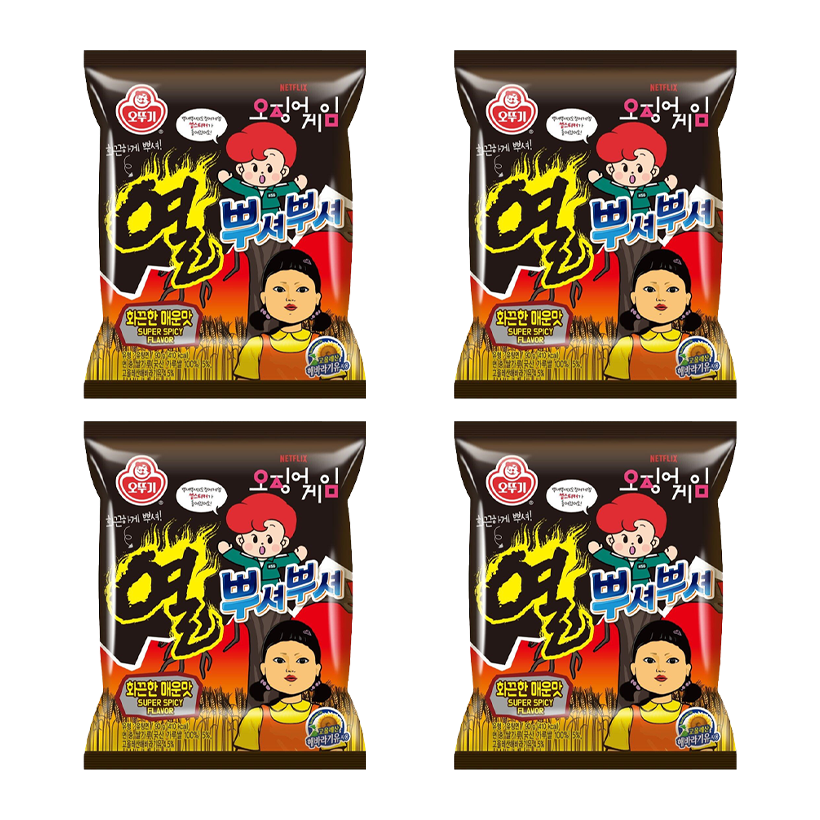 Набор Снеки 4шт Ottogi Squid Game (Игра в Кальмара) Ramen 90g - Retromagaz