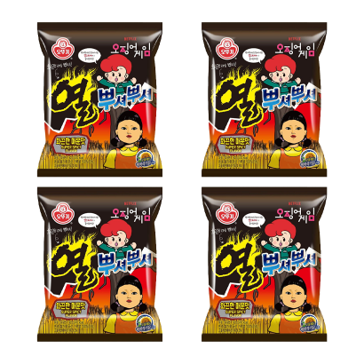 Набір Снеки 4шт Ottogi Squid Game (Гра в Кальмара) Ramen Гостра 90g - Retromagaz