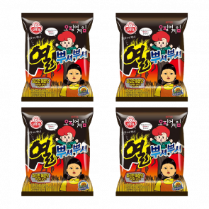 Набір Снеки 4шт Ottogi Squid Game (Гра в Кальмара) Ramen Гостра 90g - Retromagaz