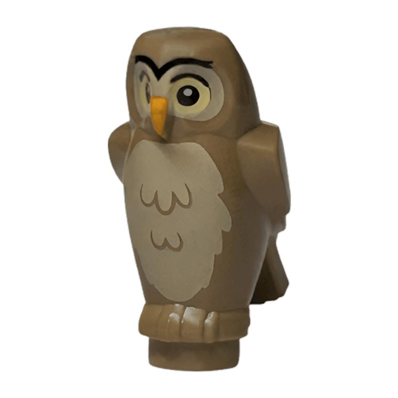 Фігурка Lego Повітря Owl Angular Features with Bright Light Orange Beak Animals 92084pb07 6422582 Dark Tan Б/У - Retromagaz