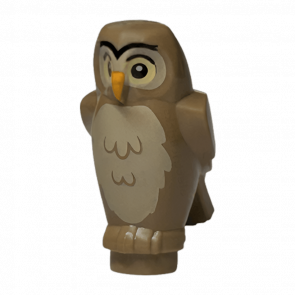 Фигурка Lego Воздух Owl Angular Features with Bright Light Orange Beak Animals 92084pb07 6422582 Dark Tan Б/У - Retromagaz