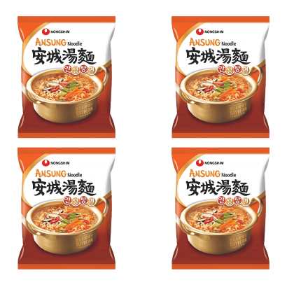 Набір Локшина 4шт Nongshim Ramen AnsungTangMyun Середньо Гостра 125g - Retromagaz