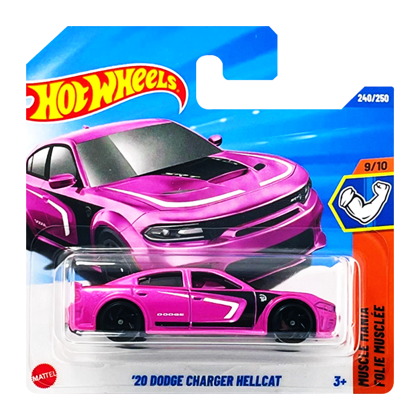 Машинка Базова Hot Wheels '20 Dodge Charger Hellcat Muscle Mania 1:64 JBB45 Pink - Retromagaz