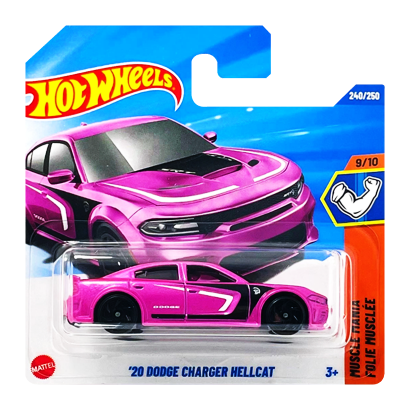 Машинка Базова Hot Wheels '20 Dodge Charger Hellcat Muscle Mania 1:64 JBB45 Pink - Retromagaz
