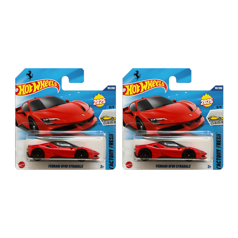 Набір Машинка Базова 2шт Hot Wheels Ferrari SF90 Stradale Factory Fresh 1:64 HYW34 Red - Retromagaz
