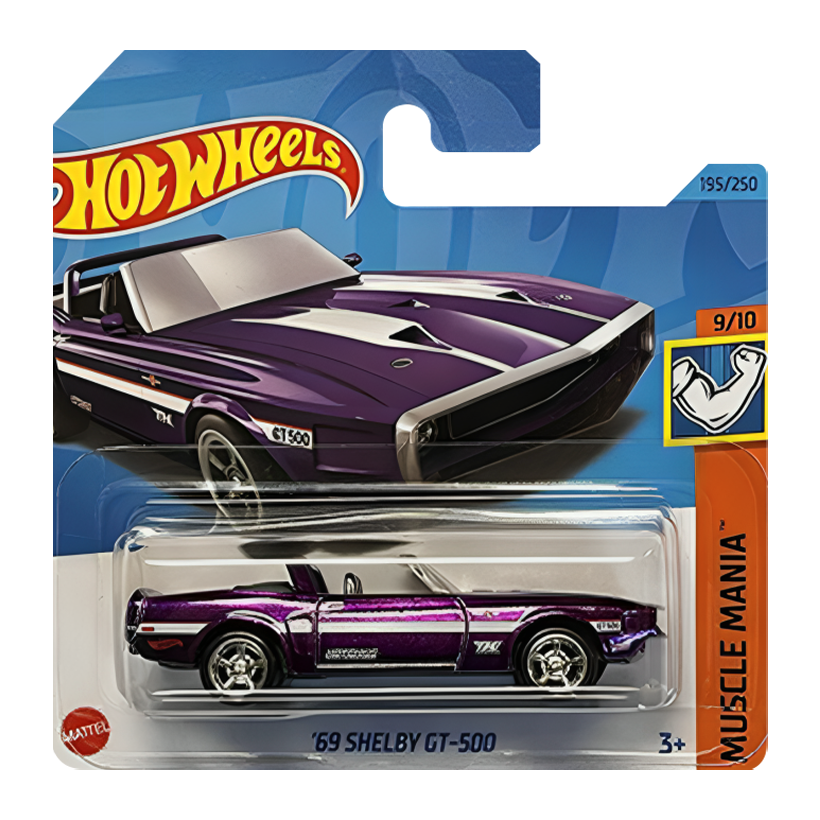 Машинка Базовая Hot Wheels '69 Shelby GT-500 Super Treasure Hunt STH Muscle Mania 1:64 HKL22 Purple - Retromagaz