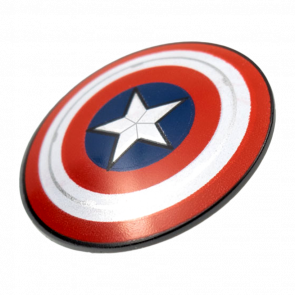 Оружие Lego Circular Convex Face with Red and White Rings Silver Highlights Captain America Star Щит 75902pb20 6348184 Dark Bluish Grey Б/У
