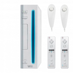 Набір Консоль Nintendo Wii FAT Europe 512MB White Б/У Хороший + Контролер RMC Remote Plus Новий 2шт + Nunchuk 2шт