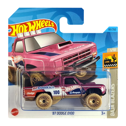 Машинка Базова Hot Wheels '87 Dodge D100 Baja Blazers 1:64 HKG73 Pink - Retromagaz