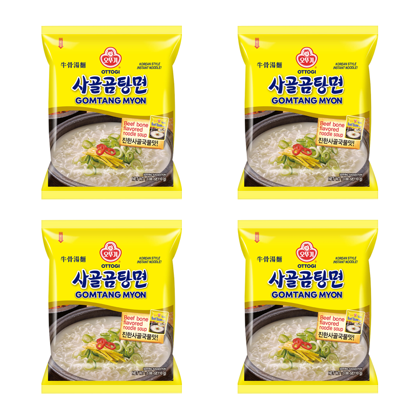 Набор Лапша 4шт Ottogi Gomtang Myon Рамьон со Вкусом Говядины Неострая 110g - Retromagaz